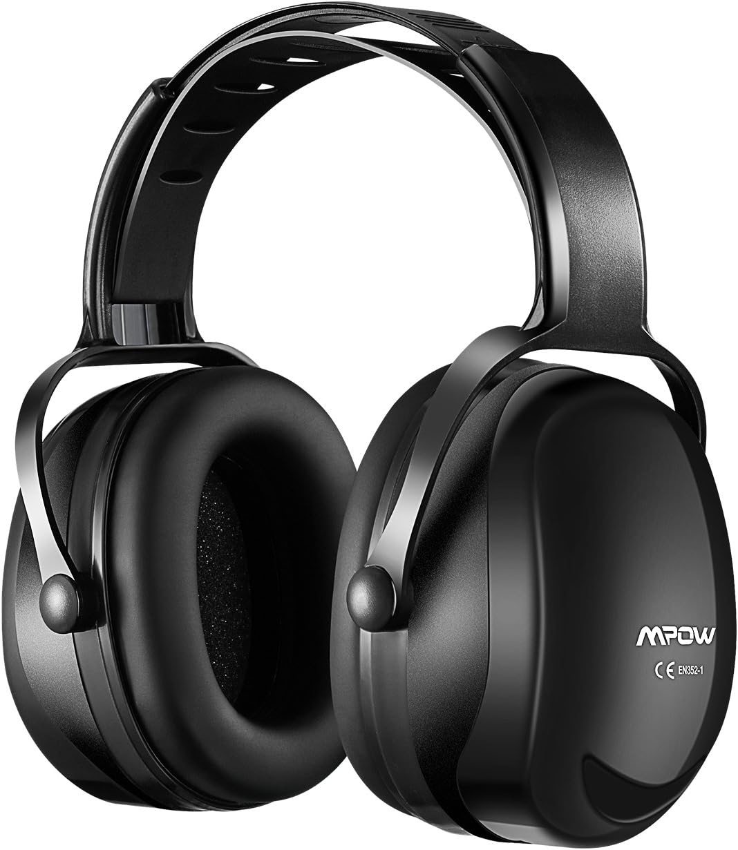 Mpow 044 Ear Defenders Adult with Carrying Bag, SNR 36dB Noise Reduction Ear Protectors with Adjustable Headband, Double Layers Hearing Protection for Shooting, Gardening, Hunting, Construction-Black
