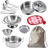 Mini - Kids Pretend Play Kitchen Toys,Cooking Toys Set Play Kitchen Accessories with Stainless Steel Pots and Pans Set,Pretend Play Food Cooking Utensils Cookware for Girls Boys.Tiny-11Pcs