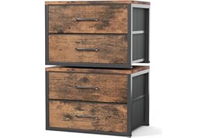 KitMent 2-Packs Stackable Storage Drawers, 20.8''Wide Closet Organizers, 16'' High Storage Fabric 2 Drawers Dresser for Bedro