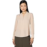 Adrianna Papell Womens Solid Long Sleeve Blouse