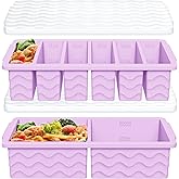 2-Pack Silicone Freezer Trays with Lid, 2 Large 2-Cup(500ml) & 6 Small 1/2-Cup(125ml) Soup Freezer Container Molds, Ice Cube Tray For Meal Prep & Freezing Soup, Stews, Sauces, Oven & Dishwasher-Safe