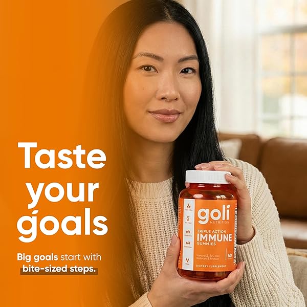 GOLI IMMUNE VITAMIN GUMMY – 60 COUNT – ELDERBERRY, VITAMIN C, D & ZINC, VEGAN, NON-GMO, GLUTEN-FREE & GELATIN-FREE, PACK OF 1