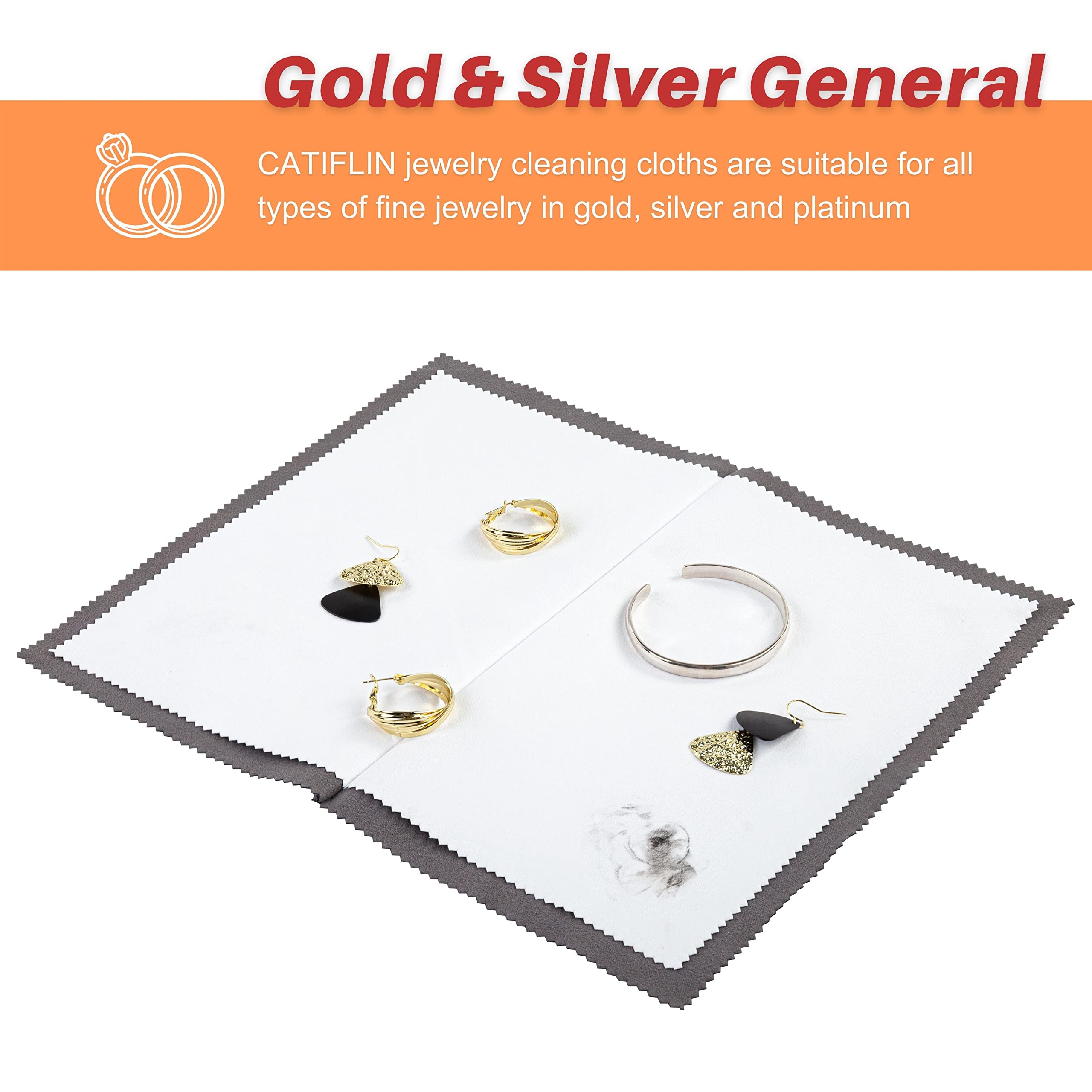 CATIFLIN 3PCS Dark Gray Silver Polishing Cloths, 10