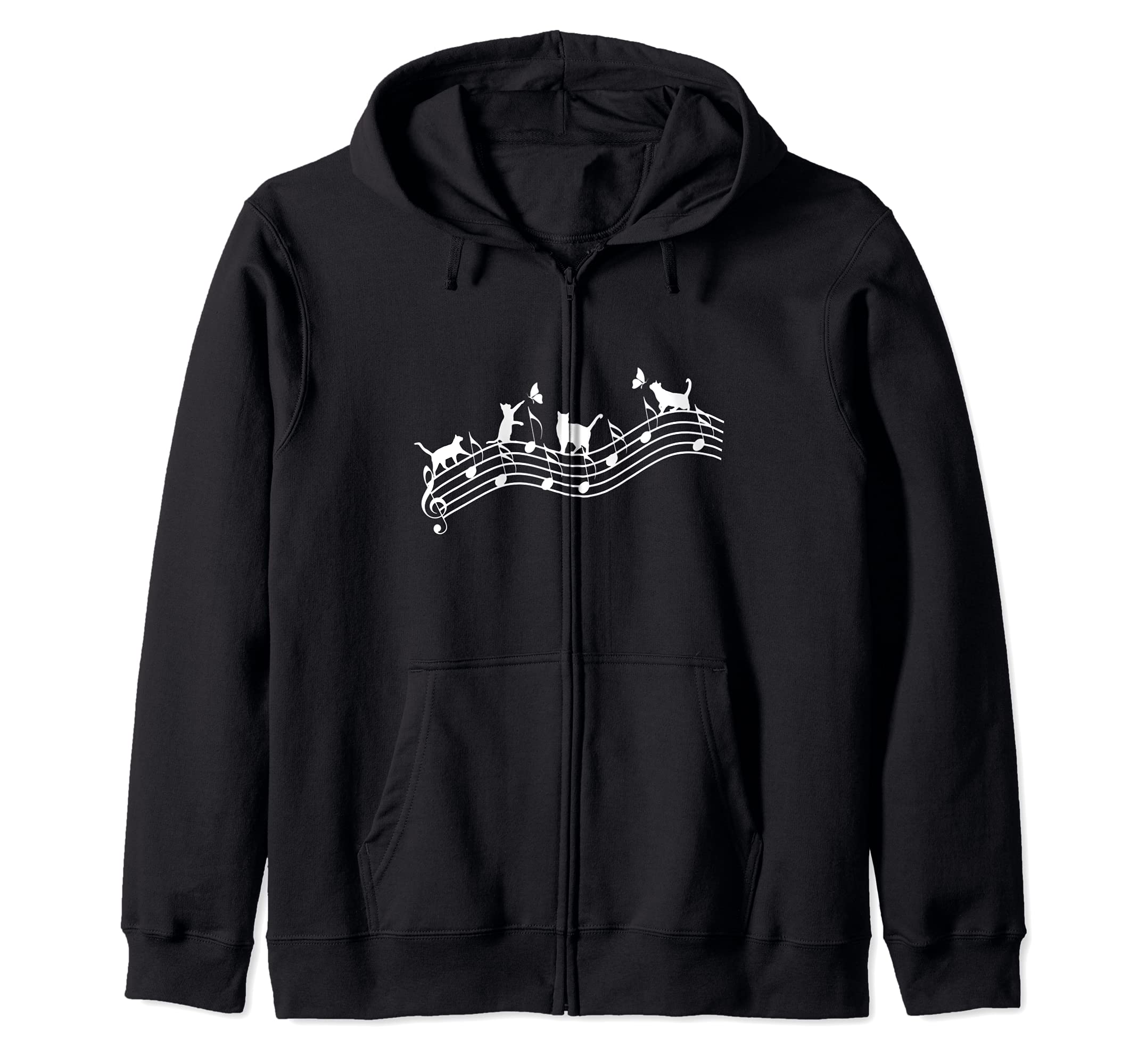 Cats kittens music and staves musical cats Zip Hoodie