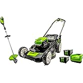 Greenworks PRO 80V 21-Inch Self-Propelled Mower + 16-Inch String Trimmer, 4.0 AH + 2.0 AH Battery and Charger Included 131430
