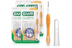 GUM Proxabrush Go-Betweens - Ultra Tight- Interdental Brushes - Soft Bristled Dental Picks for Plaque Removal Health - Safe for Braces & Dental Devices, 10 Count (Pack of 4)