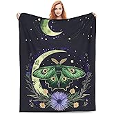Moth Throw Blanket Cute Flannel Blankets Lightweight Soft for All Season for Couch & Bed (50X60inch) Travel Camping