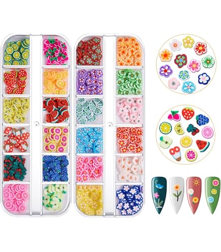 Lot De 12 Grilles Pour Slime De Fruits - Disques En Argile Polymère Souple - Pour Résine époxy, Nail Art, Bijoux DIY - 12 Couleurs - 5