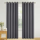 PONY DANCE Thermal Blackout Curtains 2 Panels 66x90 Gray Eyelet view 2