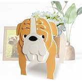 Lnakio Brown English Bulldog Dog Planter, Cute Animal Shape Flower Planters, Plant Pots for Indoor/Outdoor Garden Decor, Unique Gifts/Souvenirs for Pet Lovers