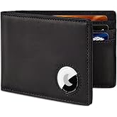 Airtag Wallet for Men, Bifold Full-Grain Leather Wallet with Airtag Holder | Men's Wallet for Apple Air Tag RFID Blocking, Cash Slots, ID Window