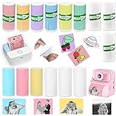 15 Rolls 2-in-1 Mini Printer Paper - 9 Sticky Rolls & 6 Plain Rolls Compatible with M02/T02 Printers(Remove Inner Paper Holder), Thermal Sticker Paper for Photos, Lists, Study Notes & Scrapbooking