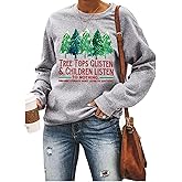HEYO Christmas Tree Sweatshirts Women Tree Tops Glisten Children Listen To Nothing Shirt Xmas Holiday Pullover Tops