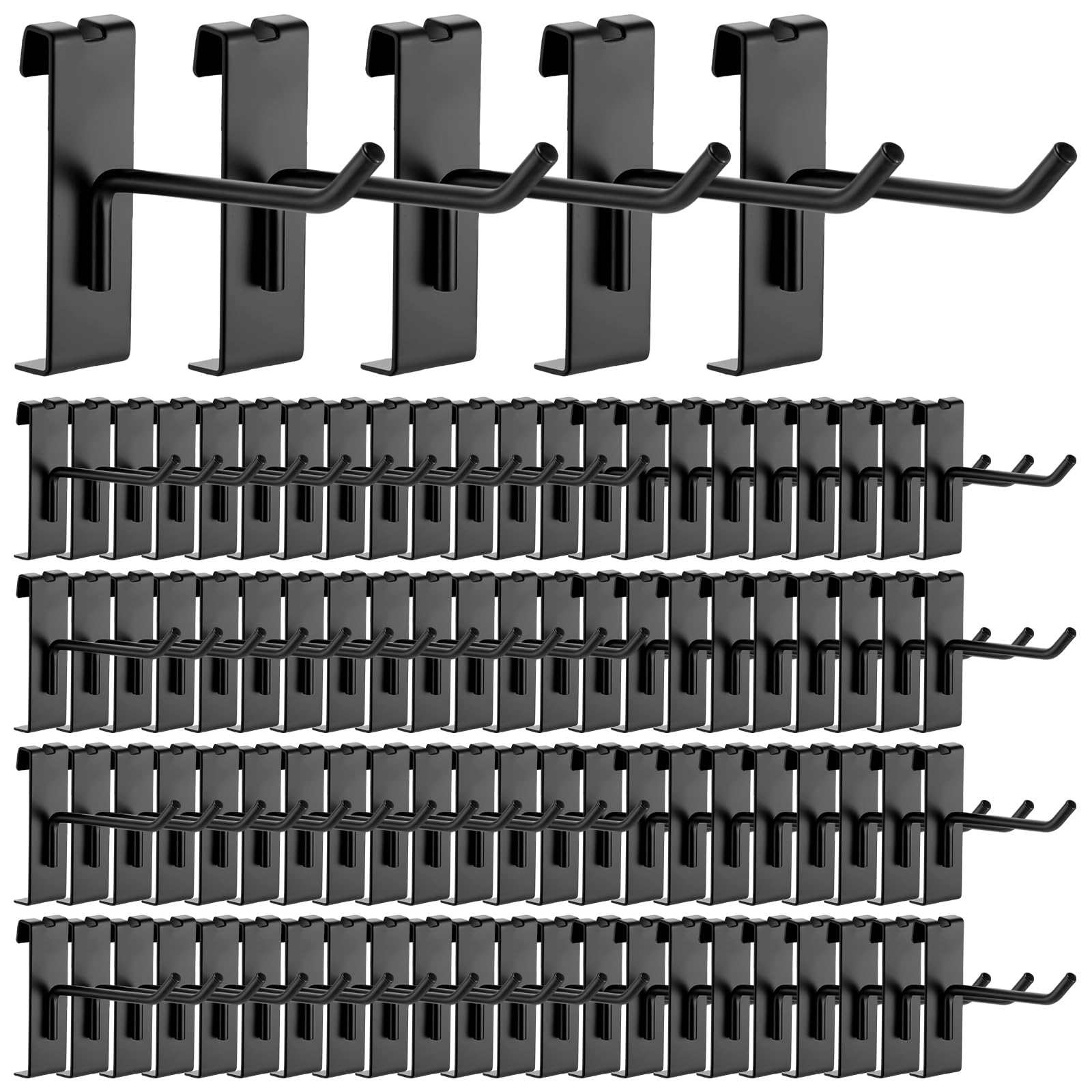 Photo 1 of Zonon 100 Pcs Gridwall Hooks Accessories 2/4/6 Inch Metal Grid Wall Hangers Display Hooks for Retail Garage Shop Commercial Wire Panel(4 Inch,Black)