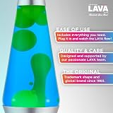 Lava Lamp 2124 Green Wax Blue Liquid Silver Base Cap 14.5 inch view 2