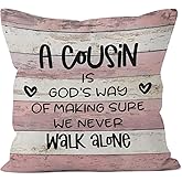 QGFM Cousin Gifts Pillow Covers 18x18,Cousin Decor Throw Pillow Covers for Sofa Couch Room,Cousin Birthday Gifts for Women