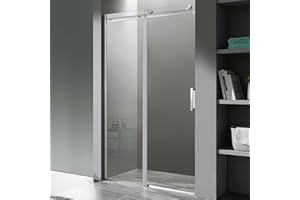 ANZZI 76" x 60" Frameless Shower Door in Brushed Nickel, Rhodes Water Repellent Glass Shower Door with Seal Strip Parts and Handle, Easy Glide Rollers Sliding Shower Door (SD-FRLS05702BN)