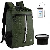 Sunnylon Dry Bag Backpack,20L Dry bags Waterproof Kayaking with Waist Pouch and Phone Case,Waterproof Backpack Marine dry bag for Kayaking,Beach,Rafting, Boating,Hiking,Camping and Fishing (Green)