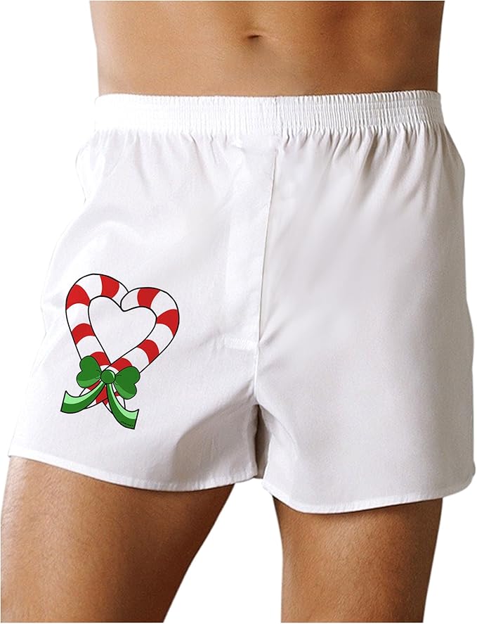 TOOLOUD Candy Cane Heart Christmas Boxers Shorts White Large at
