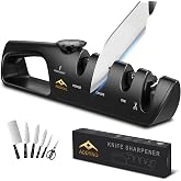 ADDYNO 4-in-1 Adjustable Angle Knife Sharpener and Scissor Sharpener | 3-Stage Coarse, Sharpen &amp; Fine Slots, Dedicated Scissors Slot, Non-Slip Base &amp; Ergonomic Handle for Easy Sharpening