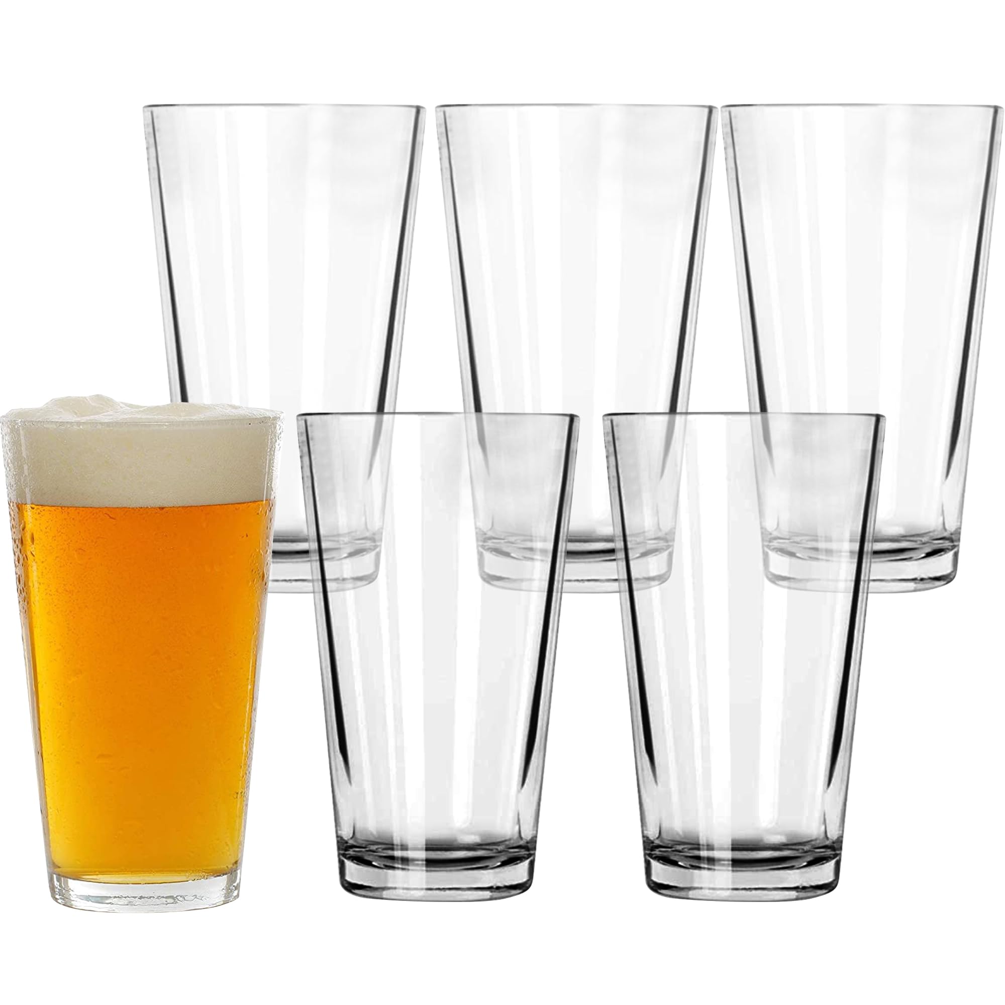 Photo 1 of Pint Glasses Set of 6 - 16 oz Drinking Glasses Made for Cold Beverages - 16 oz Mixing Glass & Highball Set of 6 for Homes, Pubs & More - Freezer & Dishwasher-Friendly Cocktail Glasses, PARNOO