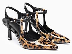 Coutgo Womens High Heels Closed Toe Stiletto Mary