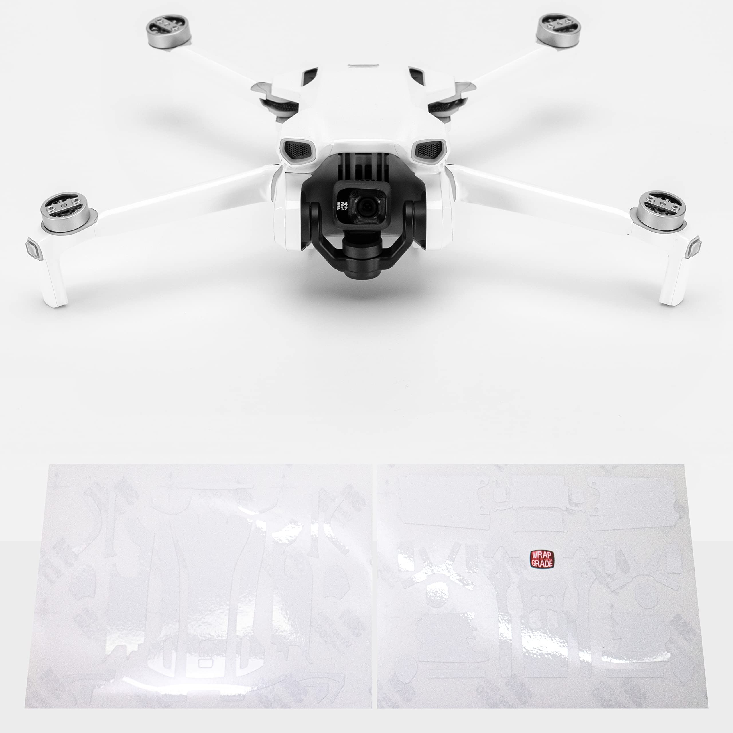 WRAPGRADE Skin Stickers compatible with DJI Mini 3 | Main Unit (RACING WHITE) — image 1