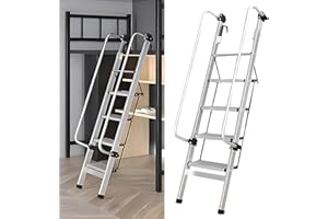 ZGZCQDSL 5.6ft Aluminum Bunk Bed Ladder, Adjustable 5 Step Ladder with Handrails Hooks and Folding 7.9" Wide Pedals, RV Camper Dorm Loft Ladder Only for Lofted Bunk Beds Truck Climbing Replacement Anti-Slip