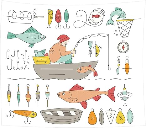 Amazon Co Jp 装飾クリスマス イブ タペストリー 釣り竿釣り人釣り竿釣り人釣り竿 多機能壁掛け ファブリック装飾用品 おしゃれ モダンなアート 模様替え 部屋 窓カーテン 個性ギフト 新居祝い 230ｘ150cm ホーム キッチン