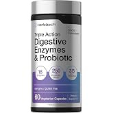 Horb&auml;ach Digestive Enzymes and Probiotic | 60 Capsules | 18 Enzymes and 3 Billion CFU | Triple Action Complex | For Men and Women | Vegetarian, Non GMO, Gluten Free