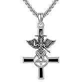 YAFEINI Satanic Baphomet Necklace 925 Sterling Silver Baphomet Pendant Necklace Satanic Gothic Jewelry Gifts for Women Men