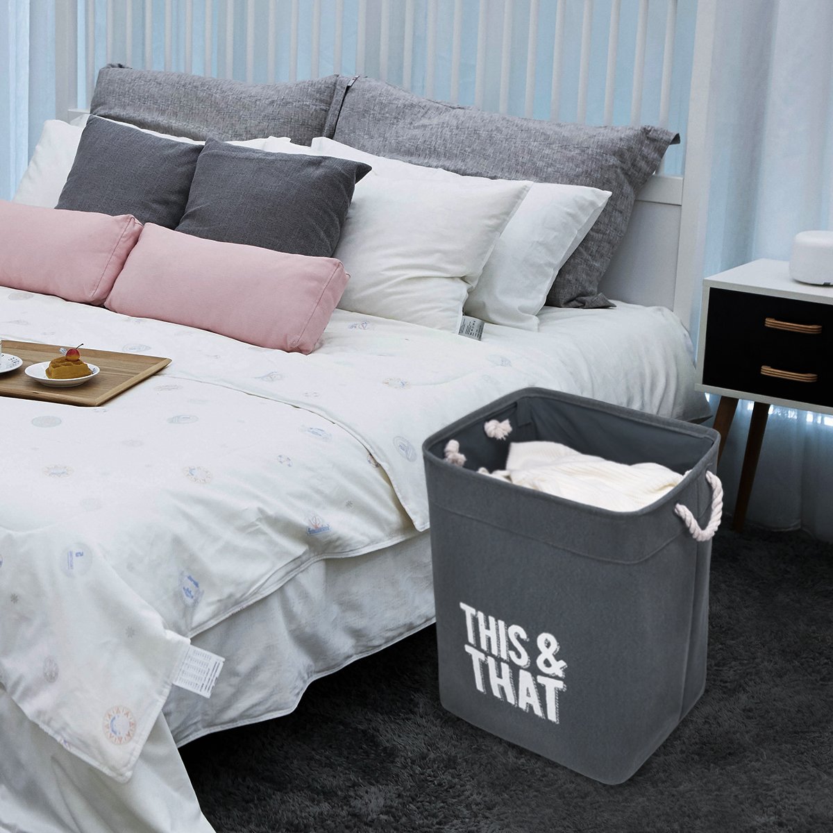 Chrislley Laundry Hamper Basket with Handles Dirty Clothes Laundry Basket Hamper Large Home Laundry Hamper Sorter Laundry Hamper Bag (Blue)