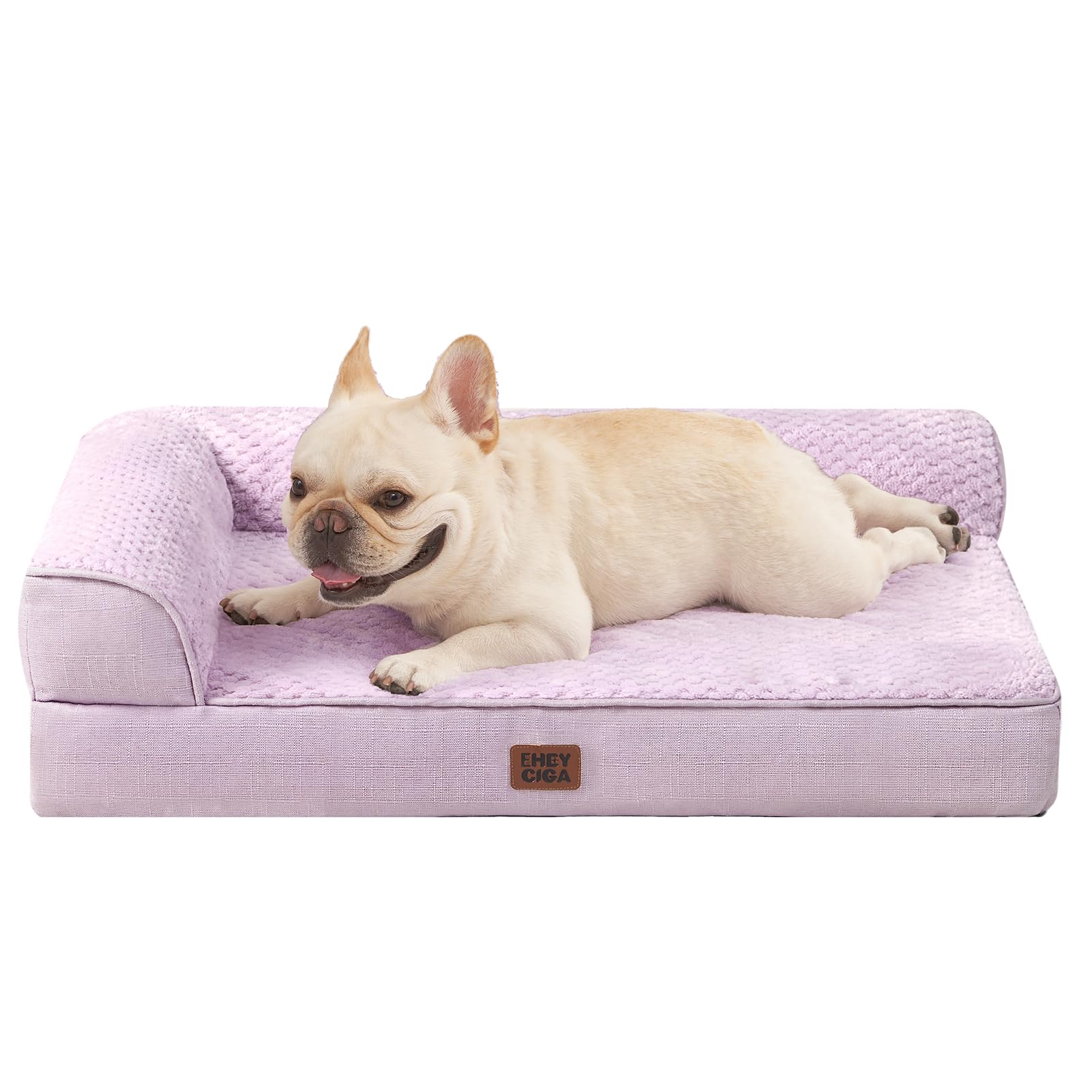 EHEYCIGA Orthopedic Dog Bed Medium Size Dogs, Memory Foam Dog Bed with Washable Removable Cover, Waterproof Pet Sofa Couch for Crate with Nonskid Bottom, 30x20x6, Lilac Image