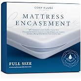 Cosy House Collection Luxury Zippered Mattress Encasement | College Dorm Room Essentials - 100% Waterproof - Rayon Derived from Bamboo - Ultimate Noiseless Comfort &amp; Cooling (Full)