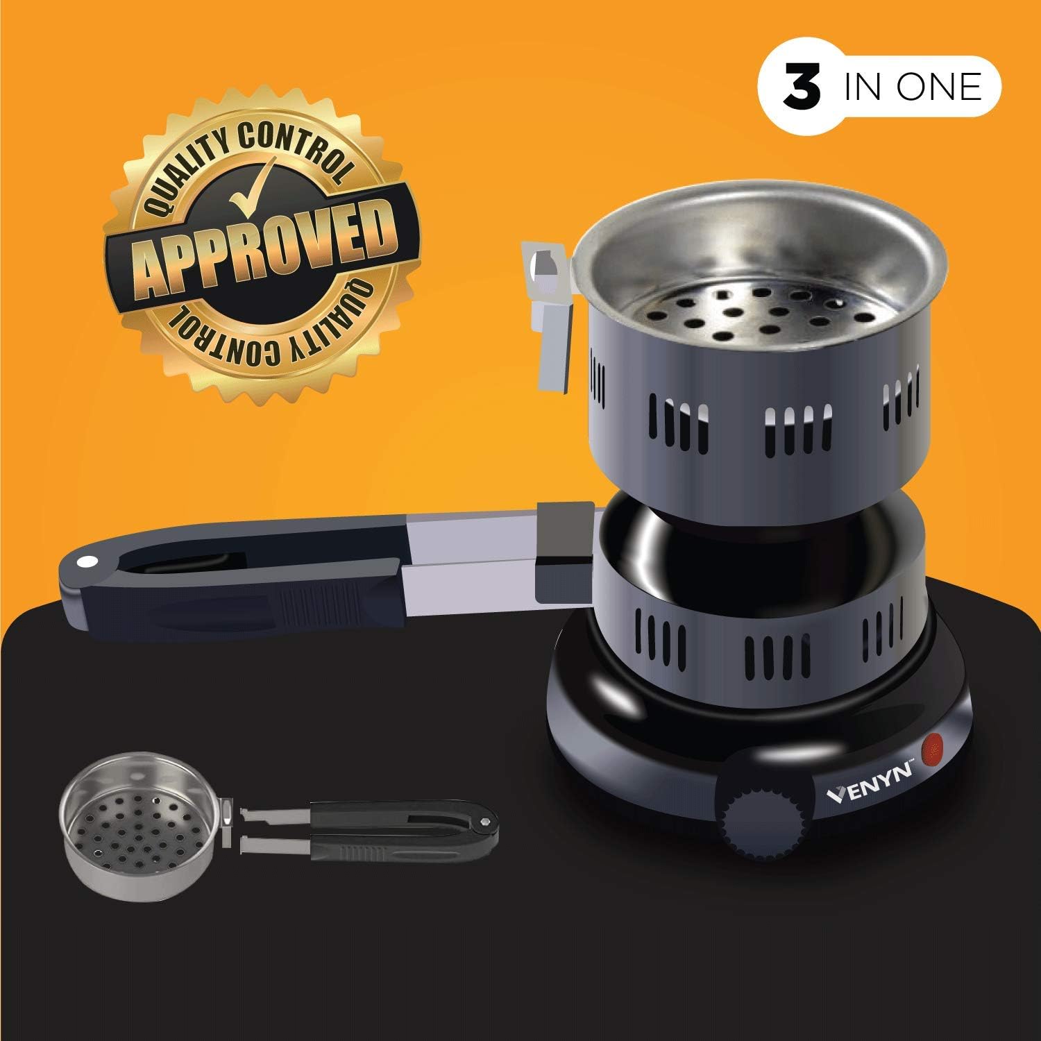 Venyn Hibachi Multipurpose Charcoal Burner - Starter for Hookah, Shisha, Nargila, BBQ Fire – Porcelain Coating – Smart Heat Control : Garden & Outdoor