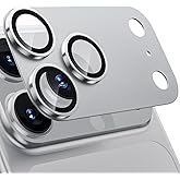 WSKEN for iPhone 17 Pro Max Camera Lens Protector, [Military Grade Shatterproof] [Strong Adhesion] Metal Aluminum Alloy Tempered Glass Camera Screen Protector, Silver
