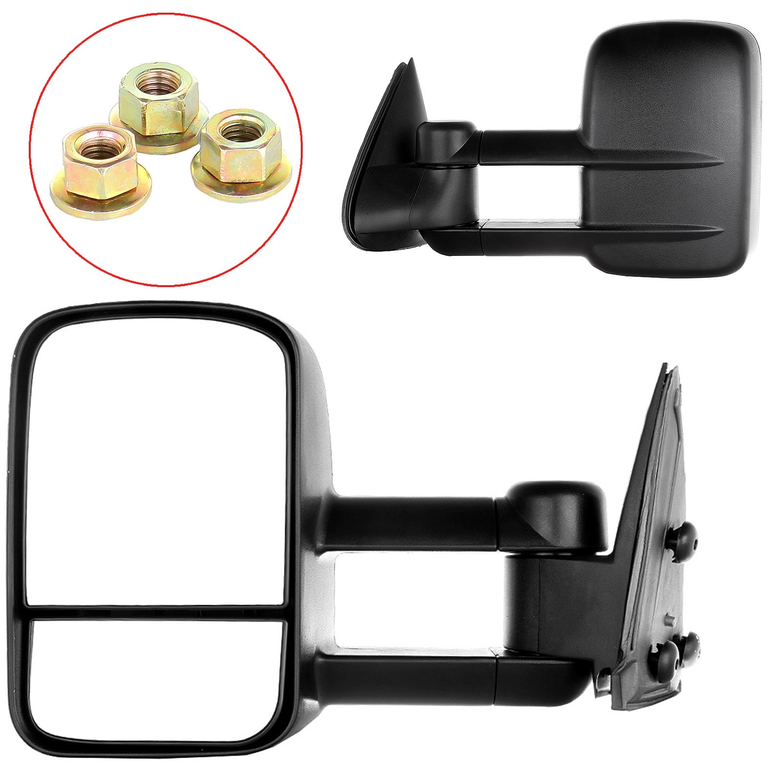 OCPTY Manual Towing Mirror Fit 1999-2007 For Chevy/For GMC Silverado/Sierra 1500 2500HD 3500HD Manual Adjusted No Heated No Signal Manual Telescoping Folding Textured Driver & Passenger Side
