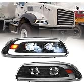 Sunhua Headlight Assembly LED DRL Fit for MACK GU4 GU5 GU7 CT713 GU8 CX CXN CXU CTP Semi Trucks, Pair Headlamp Headlights Black House Left Driver &amp; Right Passenger Side (A pair of headlight)