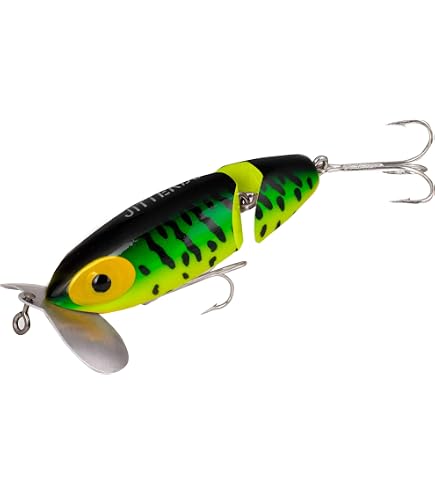 Arbogast Jointed Clicker Jitterbug Topwater Bass Fishing Lure, Excellent for Night Fishing, Black, 3 1/2