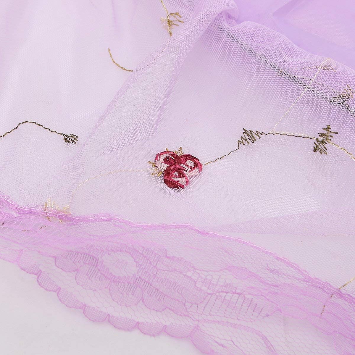 Jeteven Girl Bed Canopy Lace Mosquito Net for Girls Bed, Princess Play Tent Reading Nook Round Lace Dome Curtains Baby Kids Games House (Purple): Home & Kitchen