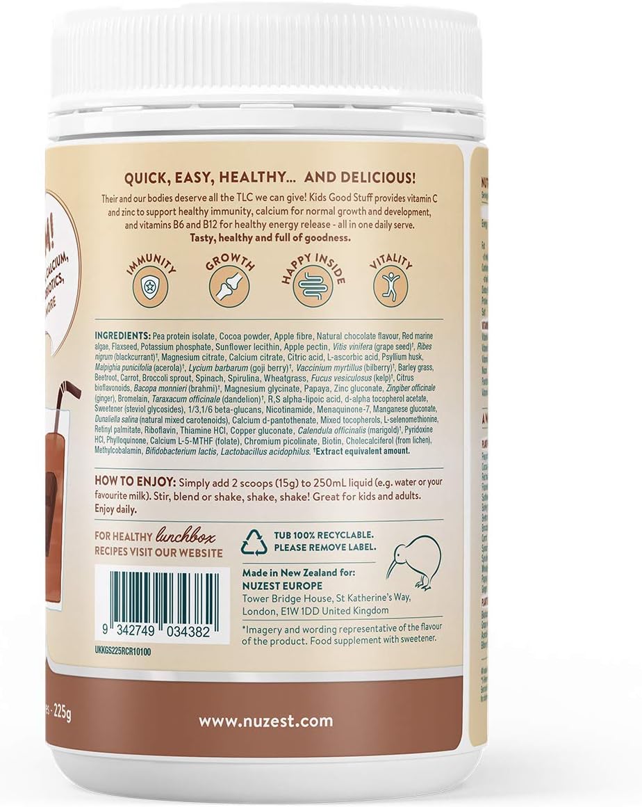 Nuzest, Kids Good Stuff, Vegan Smoothie Mix, Rich Chocolate, Multivitamin Nutritional Supplement Protein Shake for Children - Image 4