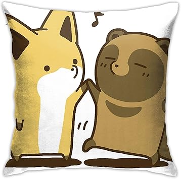 Amazon タヌキとキツネ 2 枕カバー 可愛い クッション ソファー 車用 抱き枕 クッション インテリア アニメ 座布団 ソファークッション フロアクッション 抱き枕カバー 抱き枕 クッション プレゼント 可愛い ソファ背当 抱き枕 部屋 45cmx45cm 抱き枕 オンライン通販
