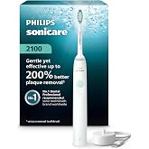 PHILIPS Sonicare 2100 Rechargeable Electric Toothbrush, 1 Brush Head, White | 200% More Plaque Removal, 2 Brush Settings, 2-Minute Guided Timer, 14-Day Battery, HX3661/04
