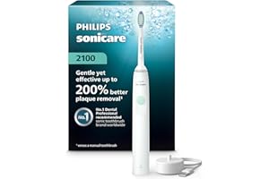 Philips Sonicare 2100 Series Electric Toothbrush - Sonic Toothbrush with Advanced Sonic Technology, Two Intensity Settings, Smartimer & Quadpacer, White, Model HX3661/04