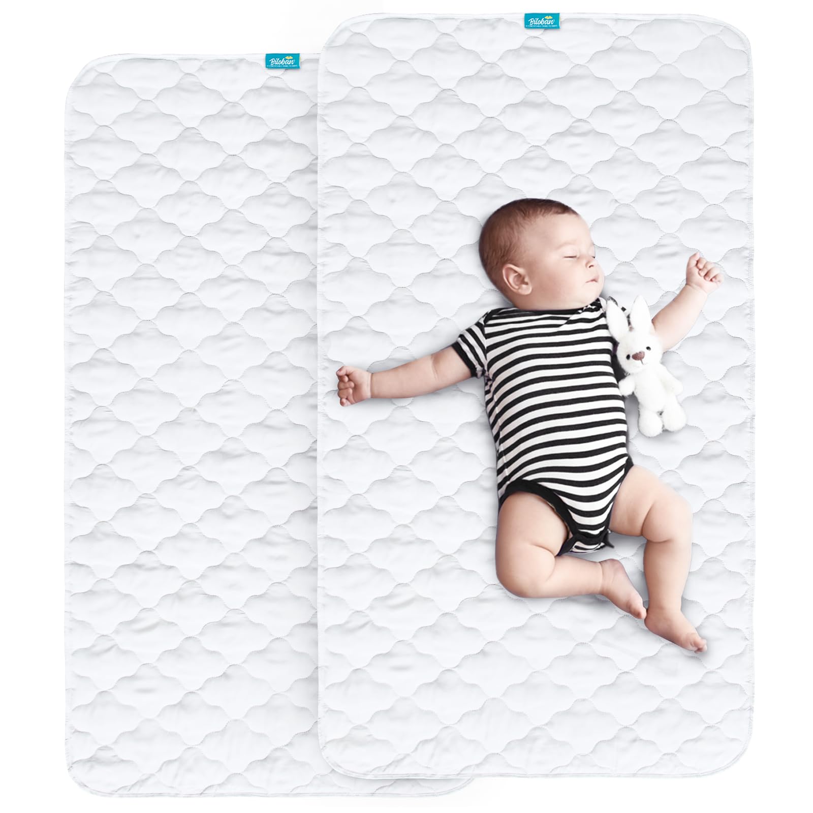 Photo 1 of Waterproof Crib Mattress Protector Pad Cover 2 Pack 28" x 52", Anti Slip & Absorbent Waterproof Bed Pads for Standard Crib/Toddler Bed Quilted Machine Washable (Quilted Improved Thickness) White