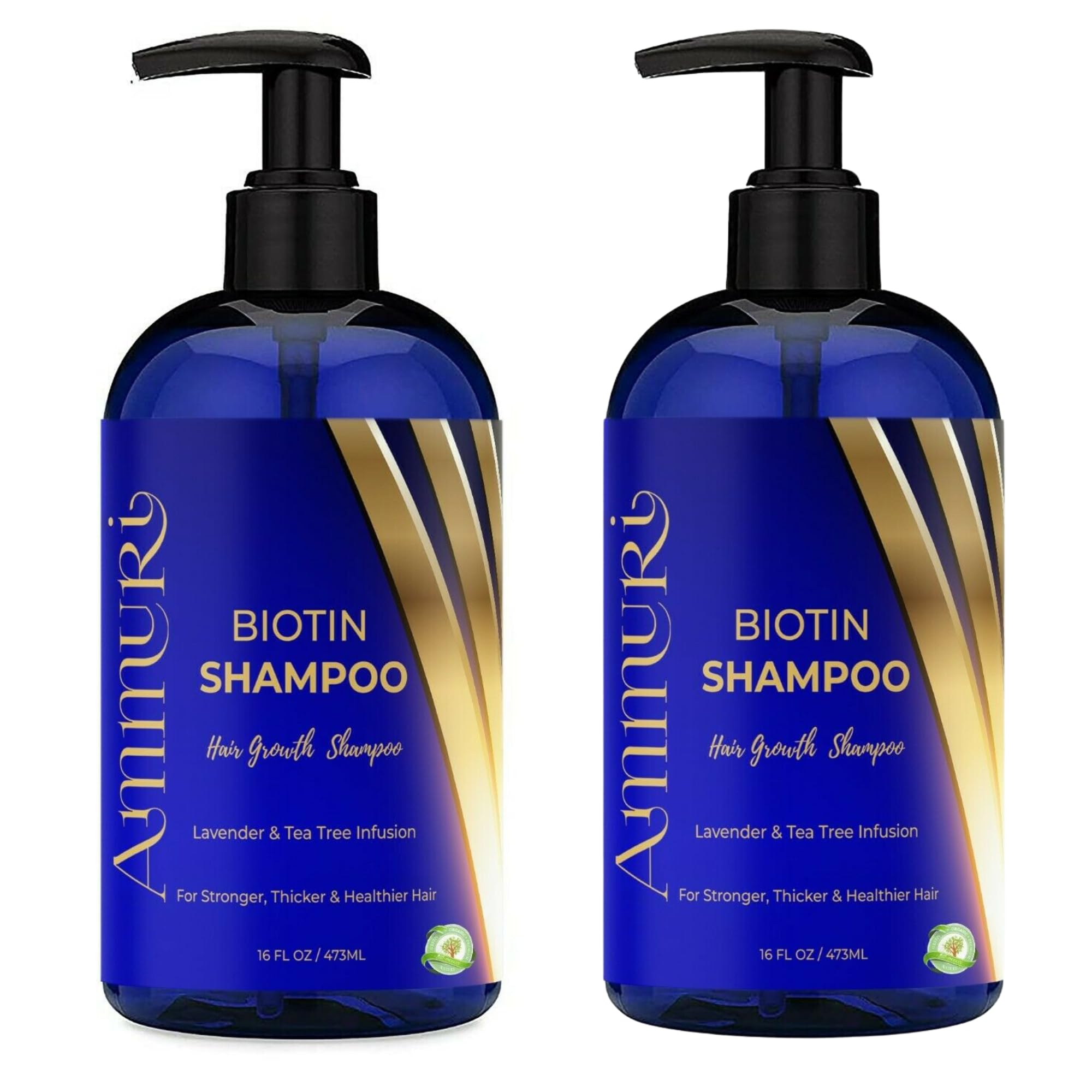 Ammuri Premium Biotin Caffeine Shampoo 473ml - Volumizing Hair Care Formula with Argan Oil Rosemary Niacinamide - Strengthening Shampoo for Fuller Looking Hair Men Women