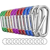 Carabiner Keychain Clip -3" Aluminum Carabiner D Ring, Caribeener Clips, Spring Snap Hook for Keychain Clip