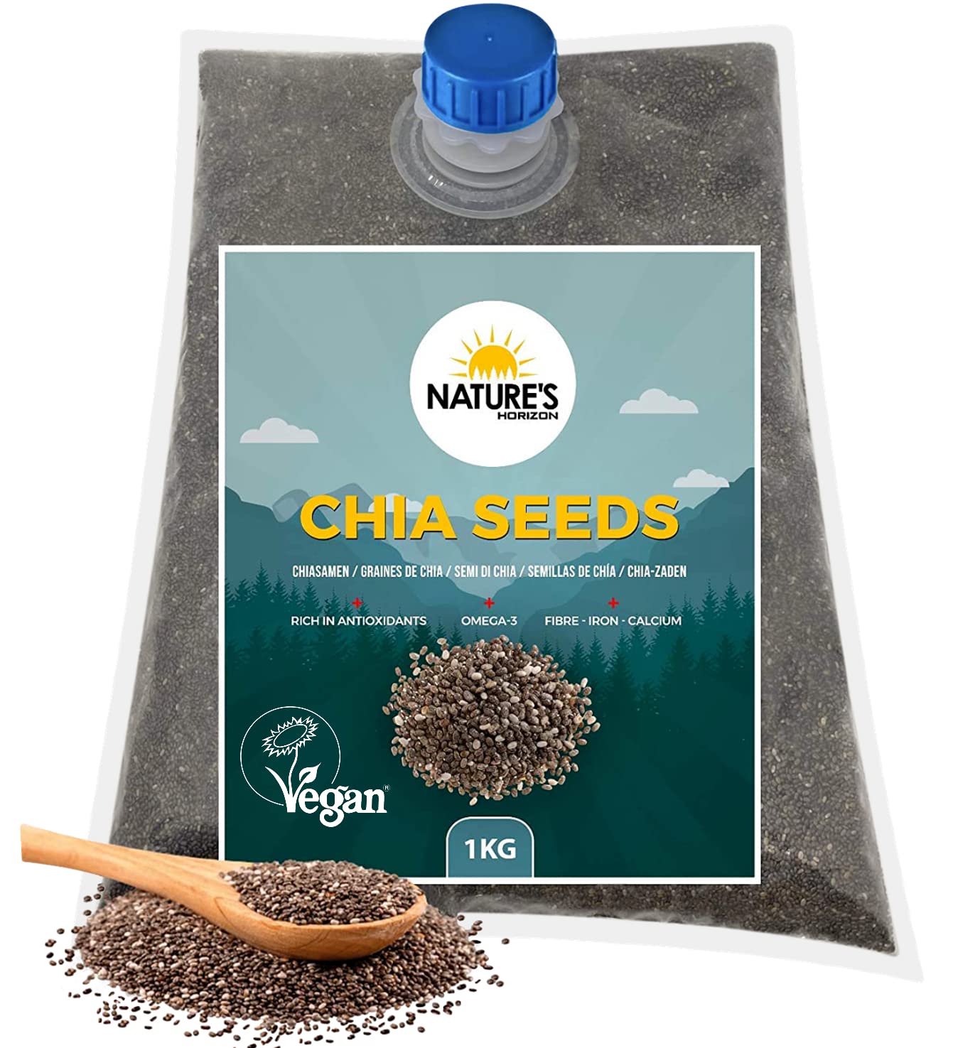 Premium Chia Seeds (1kg) Superfood for Energy, Protein, Digestive Health, OMEGA-3, Fibre and Protein