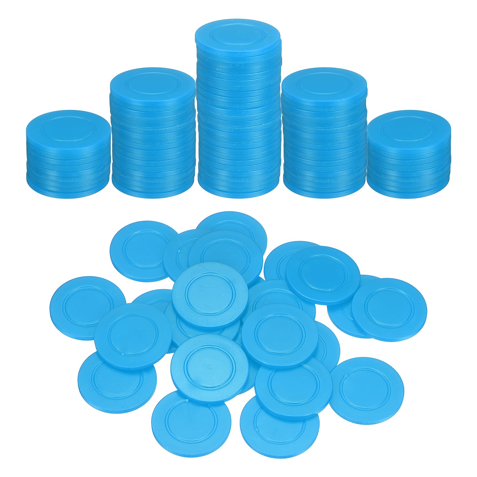 sourcing map 100Pcs 1.5 Inch Plastic Poker Chips, Mini Bingo Chips Learning Counters Counting Counters Disks Markers Opaque Game Tokens for Game Play Math Counting, Blue