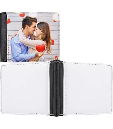 AiDiYGECO Lot de 5 portefeuilles vierges à sublimation pour homme en cuir avec transfert thermique pour la fête des pères - Porte-cartes - Noir - Pour le bureau et les voyages